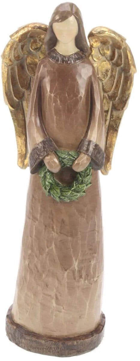 Engel met krans bruin 11x6,5x28,5cm