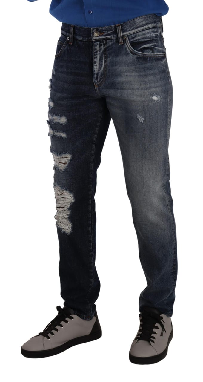 Dolce Gabbana Slimfit Versleten Jeans