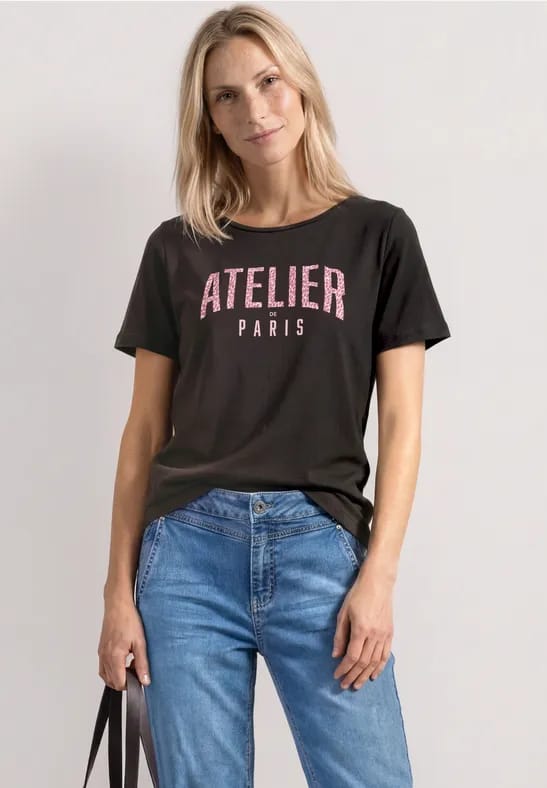 Shirt met ronde hals en opdruk op de voorkant