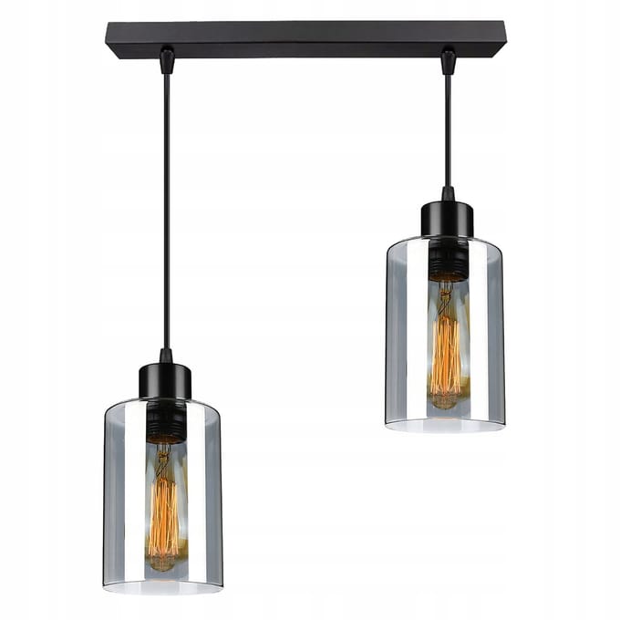 Hanglamp Glas Zwart E27 2x60W Modern Design LX-1220