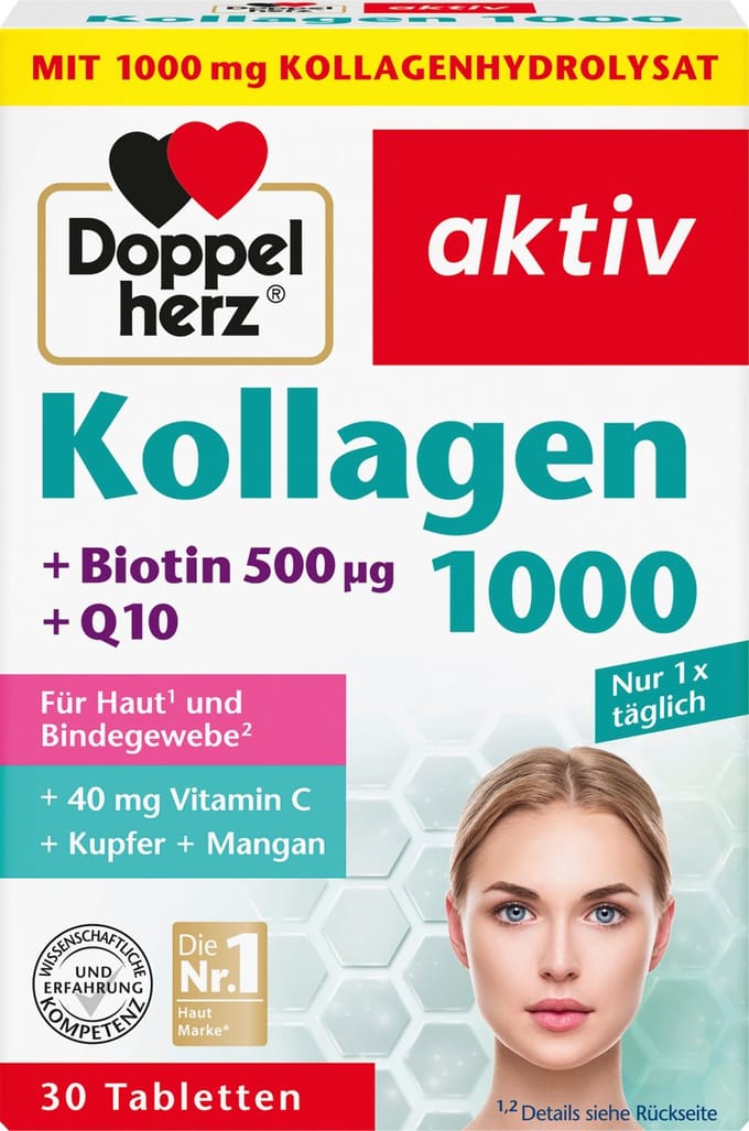 Doppelherz Collageen 1000, tabletten 30 stuks, 40,8 g