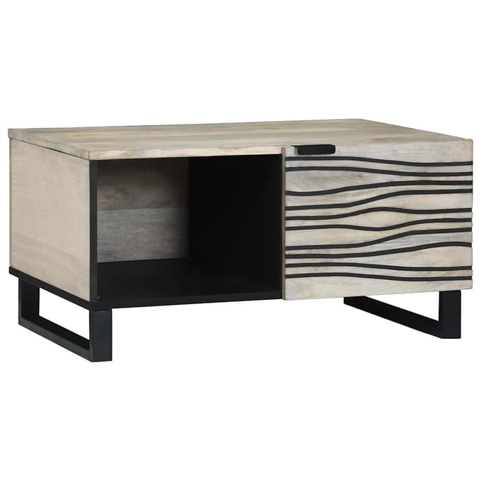 vidaXL - Salontafel - Wit - 80 - x - 50 - x - 40 - cm - Bewerkt - hout
