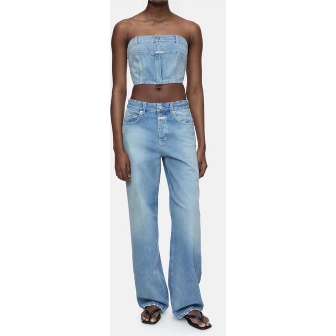 Closed Denim Bustier Shirts & Blouses Mid Blue Maat: XXS | Mouwloze Tops Outlet | Dames | Blauw