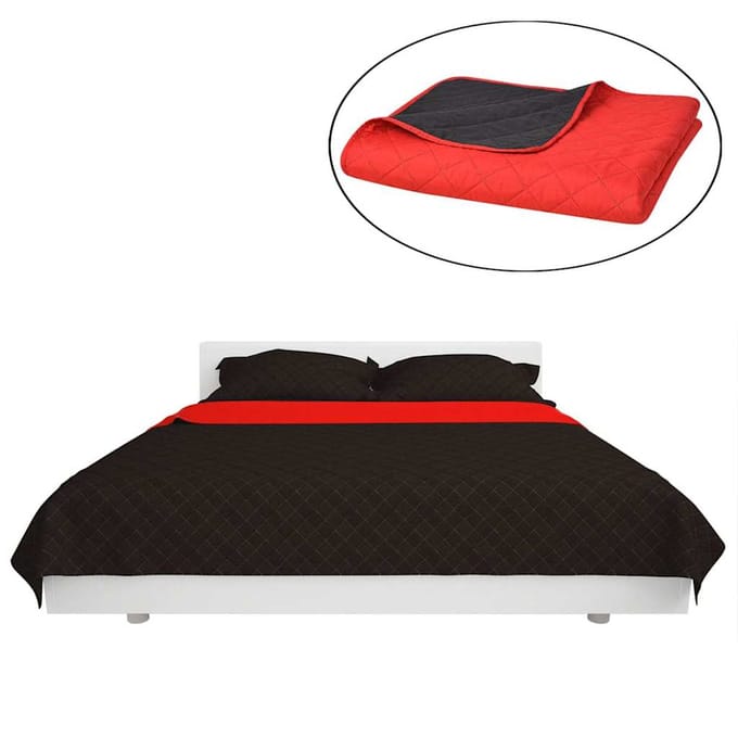 vidaXL - Dubbelzijdig - Quilted - Bedspread - Rood - en - Zwart - 170x210 - cm