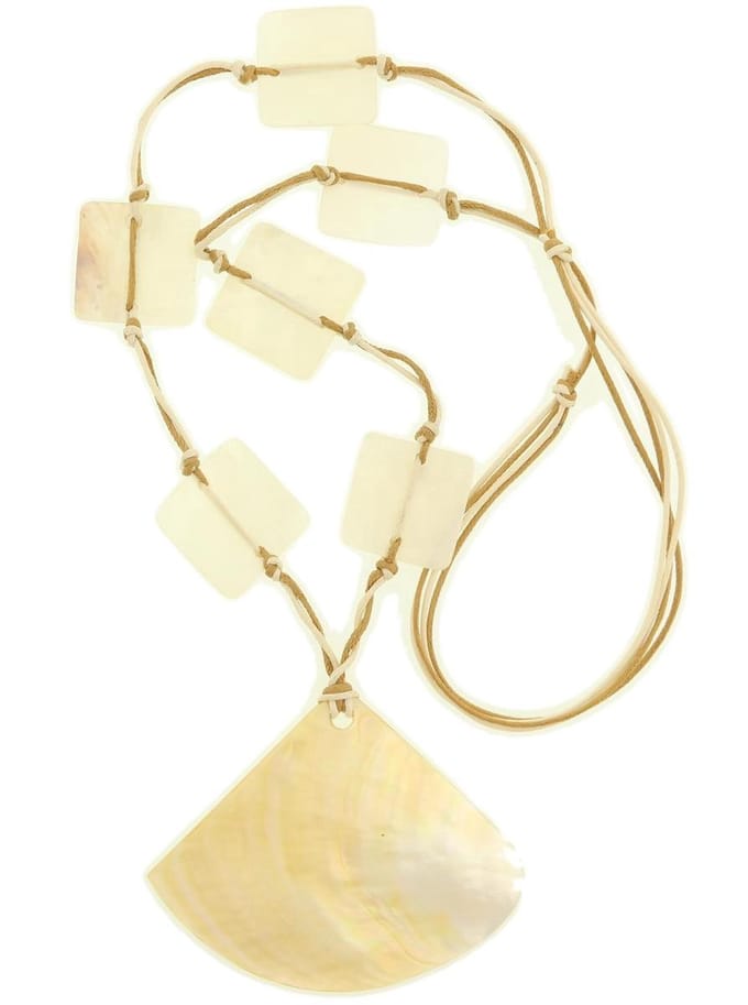 Behave® ketting bruin crème kleur schelp - trendy mode-accessoire 72 cm