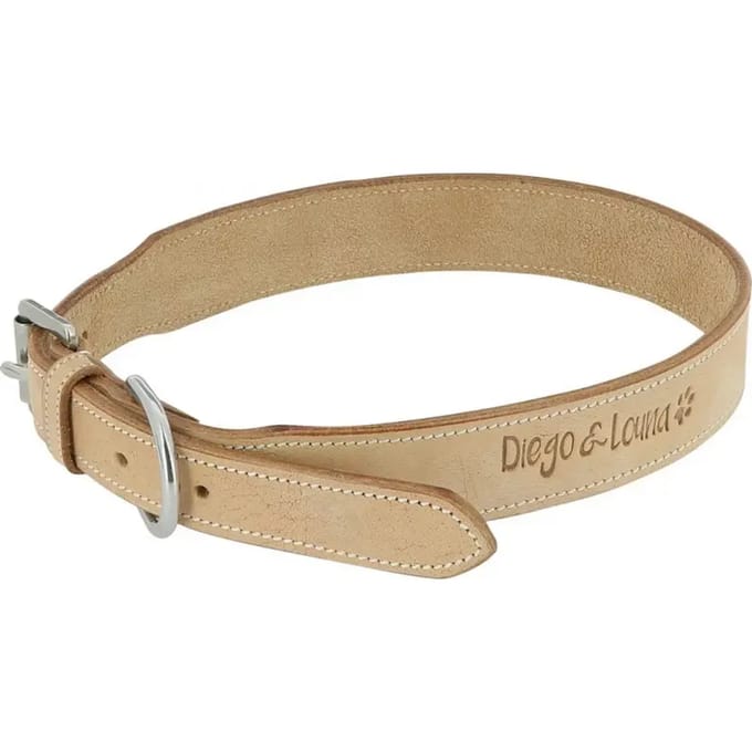 Natuurlijke leren hondenhalsband Diego & Louna