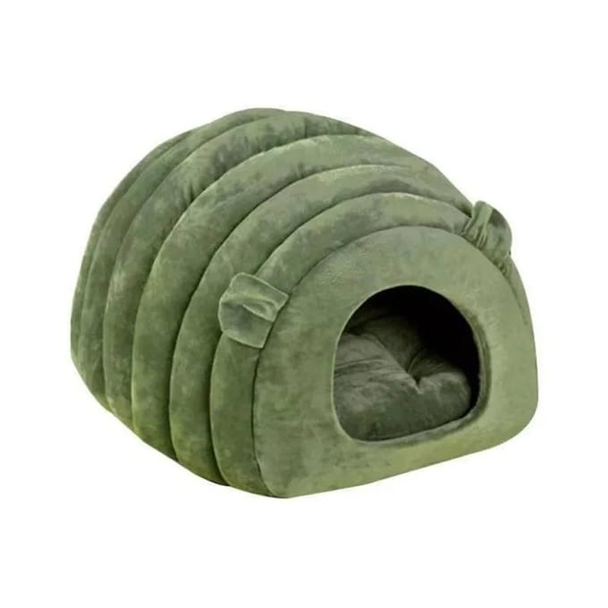 Maison pour Chat Mi-Fermée, Style Mignon 4 Saisons Kennel pour Chat Résistant aux Morsures, Lit pour Chat Lavable pour Chats (Petit, Marron) gray