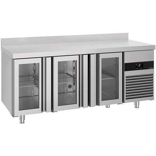 GGM Gastro Kühltisch PREMIUM - 1865x700mm - mit 3 Glastüren - Aufkantung