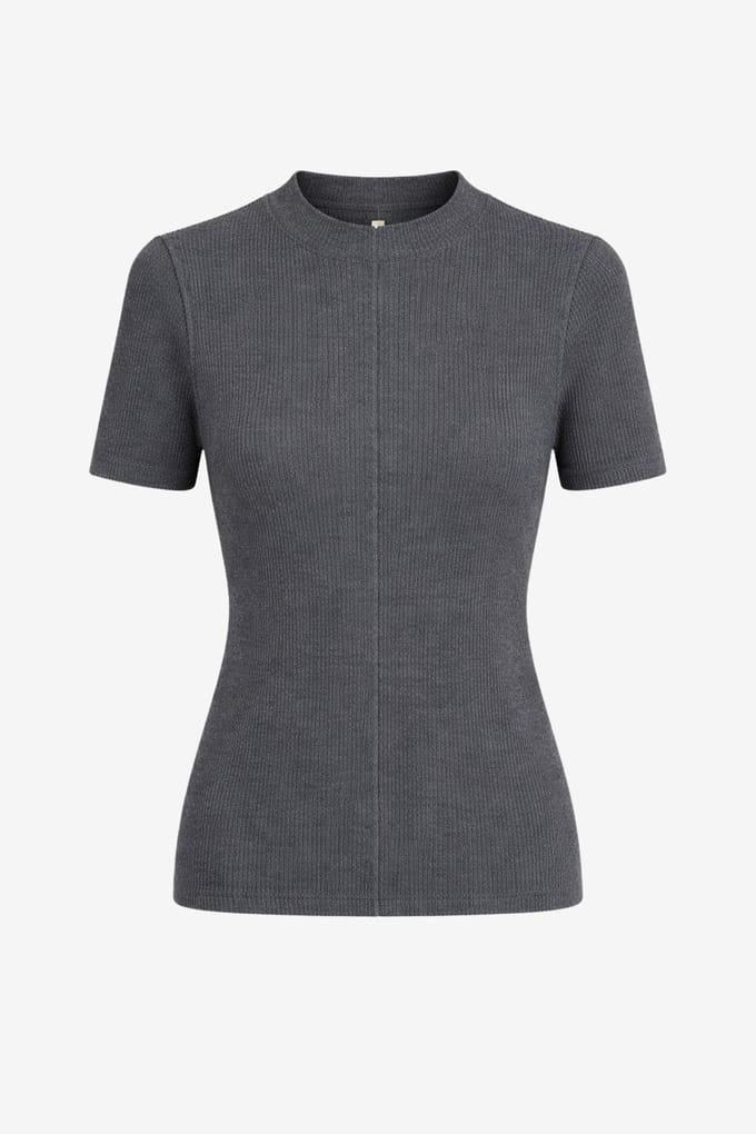 Rina rib knit top | Grey Melange - Grey Melange / S
