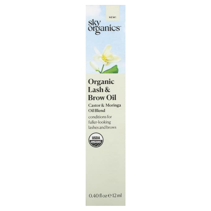 Huile Bio pour Cils et Sourcils, Mélange d'Huile de Ricin et de Moringa, 0,4 fl oz (12ml)