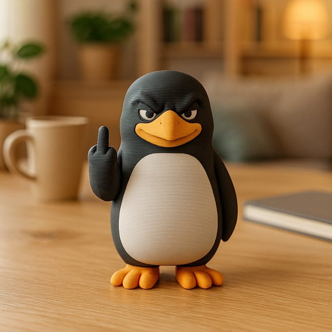 AnimalsAttitude - Middelgroot Pinguïn figuur met attitude – Middelvinger bureau decoratie, grappig cadeau, 3D-geprinte verzamelbare figurine
