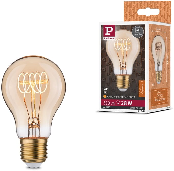 Rustic Shine Standaard 230 V LED-gloeilamp 300lm 4,5W 1800K dimbaar Goud