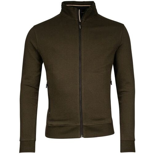 Baileys Vest Uni Color Waffle Texture Interlock Sweat Zip Donker Groen / male