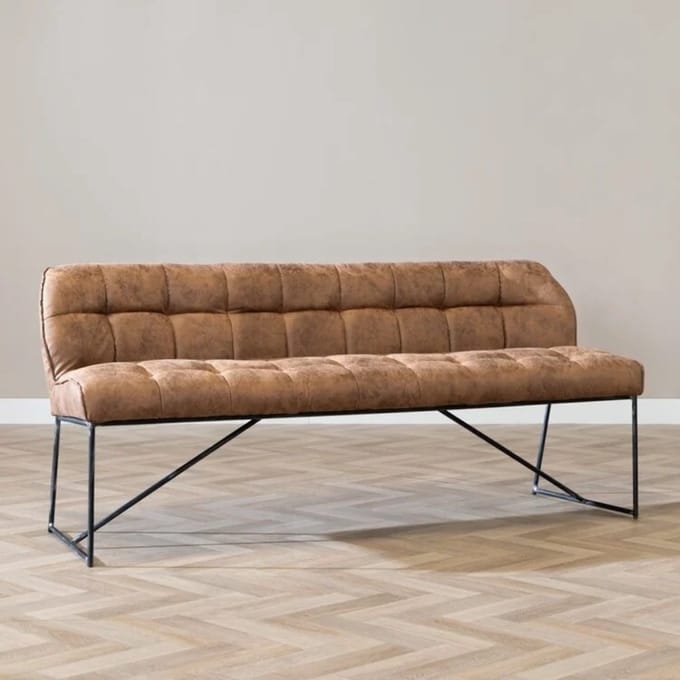 Bronx71® Eetkamerbank Abel cognac microvezel 155 cm - eettafelbank - eetbank