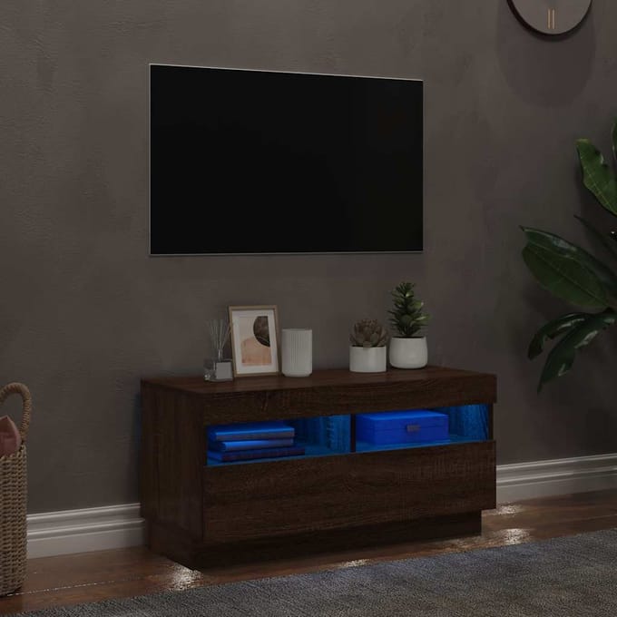 vidaXL - Tv-meubel - met - LED-verlichting - 80x35x40 - cm - bruin - eikenkleur