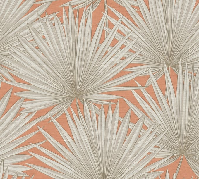 PALMBLADEREN BEHANG | Botanisch - beige crème oranje - A.S. Création Antigua