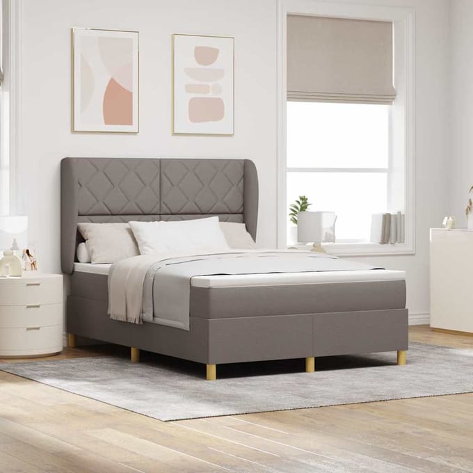 vidaXL - Boxspring - bed - met - hoofdeinde - Taupe - 200 - x - 160 - cm - Stof