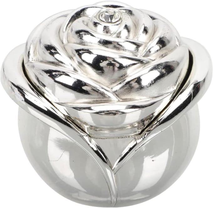 Sieradendoos - Ringendoosje Opslaghouder - Sieraden Opbergen - Rozenvorm Ontwerp - 5.5 x 5.4 x 4.8 cm - Zilver