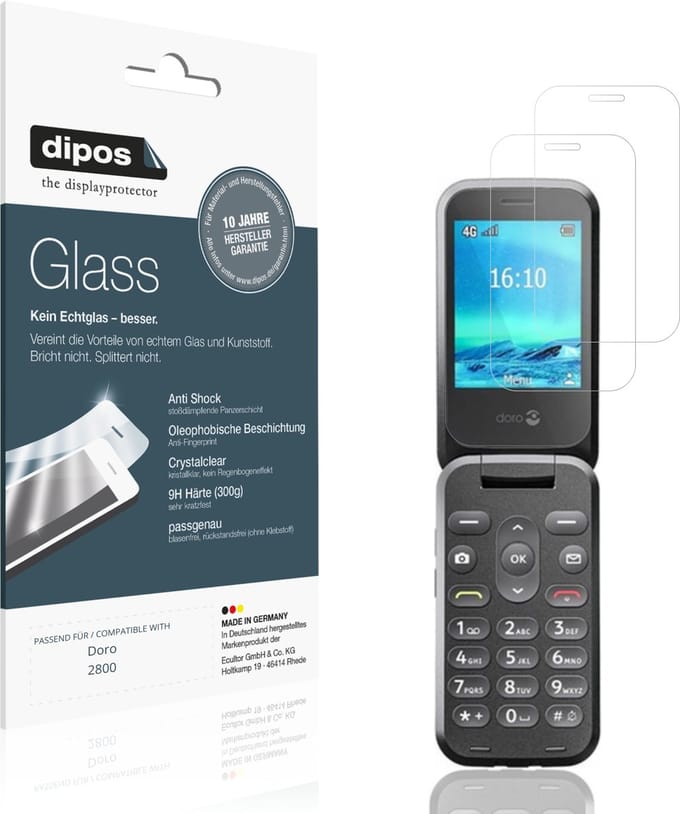dipos – 2x Pantserfolie geschikt voor Doro 2800 | 9H Screenprotector