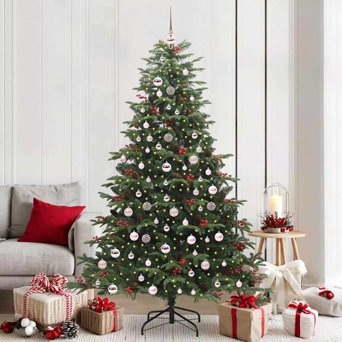 vidaXL - Kunstkerstboom - Groen - 210 - cm - PVC - en - Metaal - en - Plastic