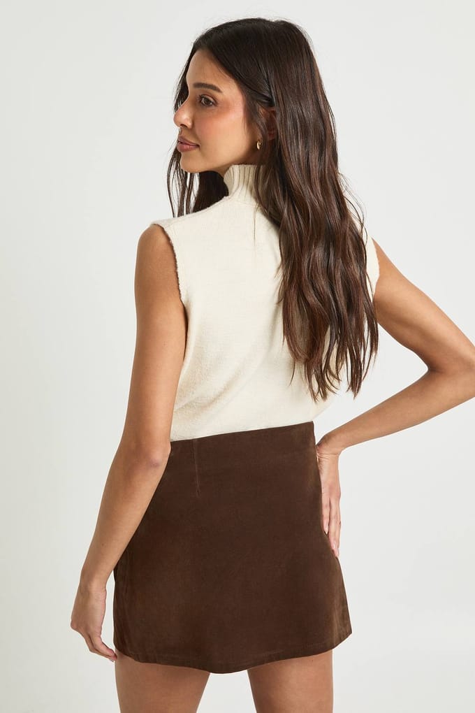 boohoo Dames Suede-look minirok | Chocolate | Maat: 8