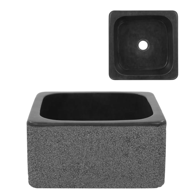 vidaXL - Gootsteen - 30x30x15 - cm - riviersteen - zwart