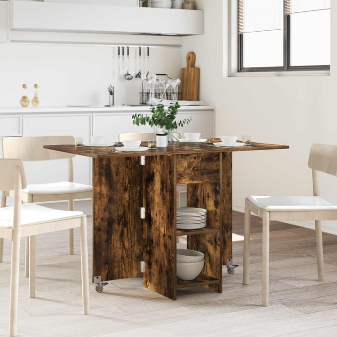 vidaXL - Eettafel - 115 - x - 70 - x - 75 - cm - Bewerkt - hout - Gerookt - eiken