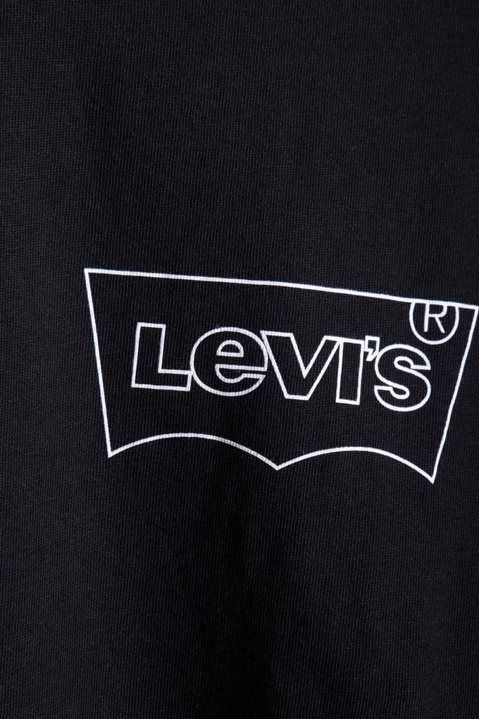 Levi's Lsegraphic Crewneck Te Outline Bw White Logo Black Body Größe: S | Basic T-Shirts Outlet | Herren | Weiß