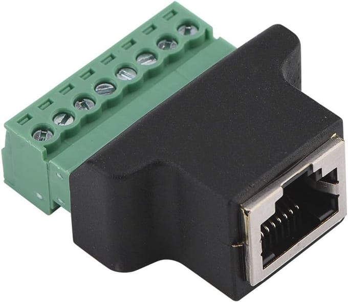 RJ45 Vrouwelijk naar 8 Pin Schroef Terminal Block Connector - Ethernet Kabel Adapter voor DVR en CCTV