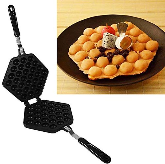 Eierbubbelpan - Wafelijzer - Desserts Maken - Antiaanbaklaag - 39 cm - Zwart