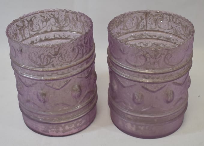 ZoeZo Design - 2 stuks - waxinelichtjeshouder - glas - lila - paars - H 12 x Ø 9 cm