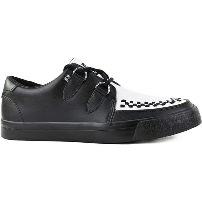TUK Pointed Creeper Sneaker Zwart Wit Leren Platform Schoenen - A9180
