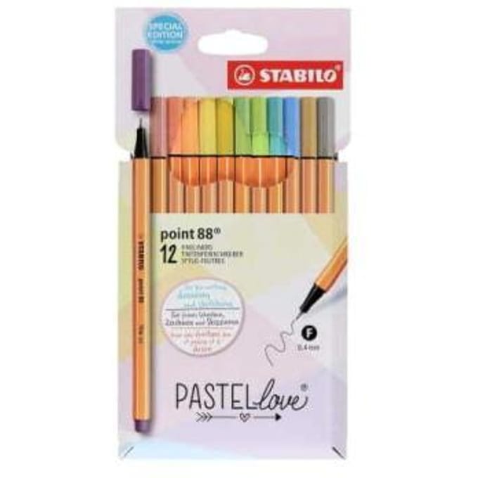 Stabilo fineliner point 88 pastel etui à 12 kleuren