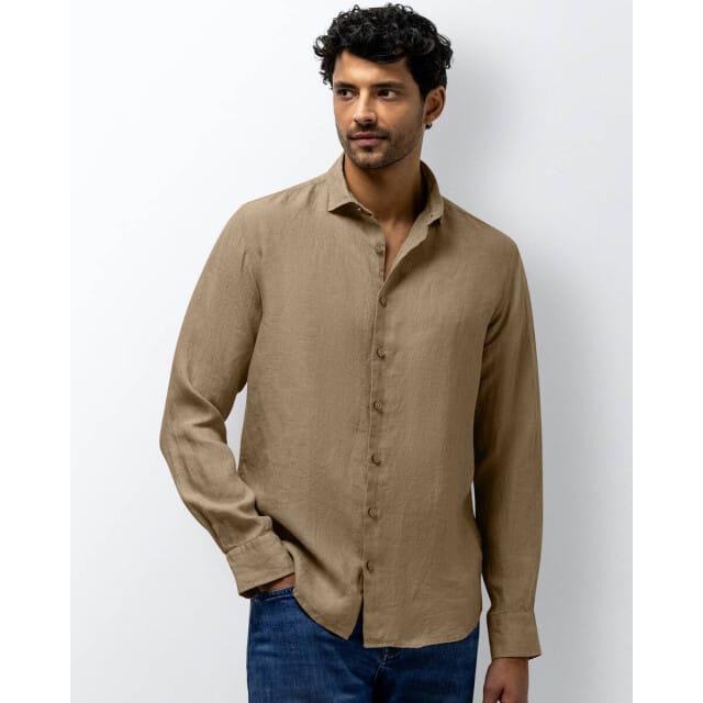 State Of Art Overhemd Linnen Beige - Maat S - Heren - Overhemden Casual