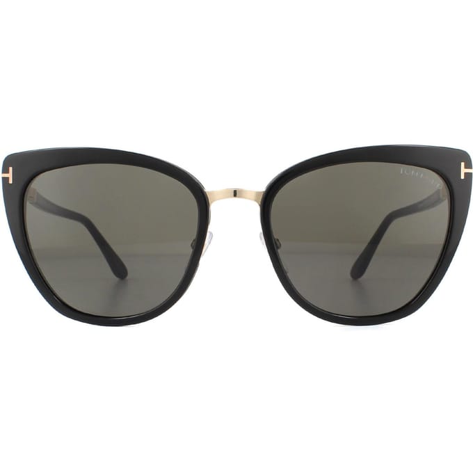 Tom Ford Zonnebril Simona FT0717 01A Glanzend Zwart Roos Goud Smoke Grijs