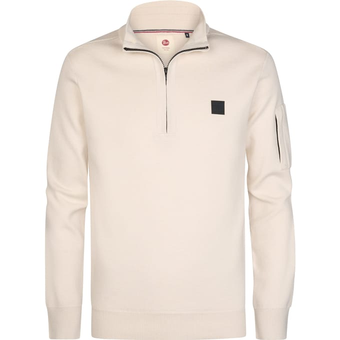 Petrol Industries - Heren Gebreide half-zip sweater stonefield - Wit - Maat S