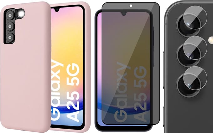 Hoesje geschikt voor Samsung Galaxy A25 / A24 - Privacy Screenprotector Volledig Dekkend Glas & Camera - Mat Back Case Roze