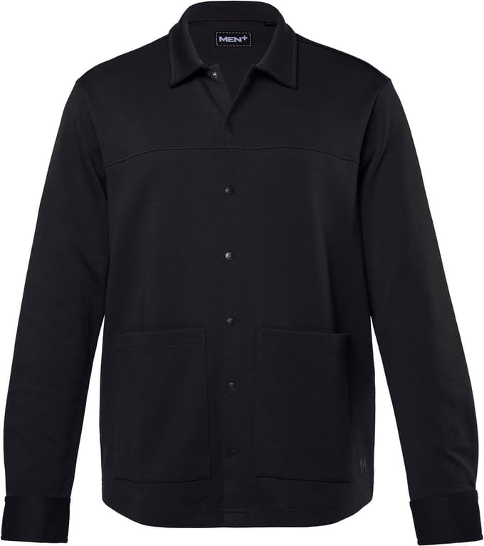 Men Plus - Heren - Men+ jersey overshirt FLEXLASTIC® lange mouwen overhemd - Zwart - Maat 7XL
