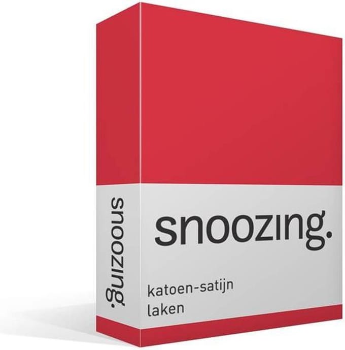 Snoozing - Katoen-satijn - Laken - Eenpersoons - 150x260 cm - Rood