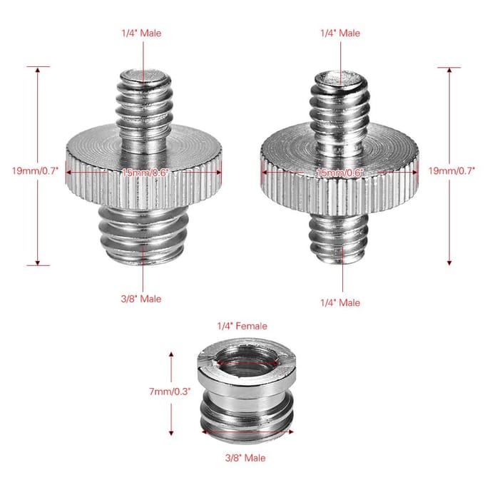 1/4 -20 tot 3/8 -16 Schroefdraad Adapter Converter Vrouwelijke Spigot Reducer Bus Schroef Mount Set