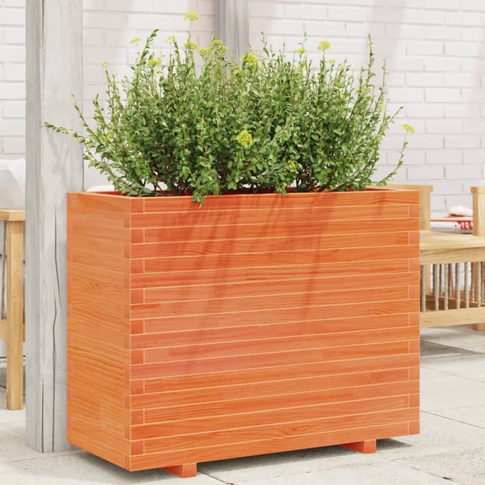 vidaXL - Plantenbak - 90x40x72 - cm - massief - grenenhout - wasbruin
