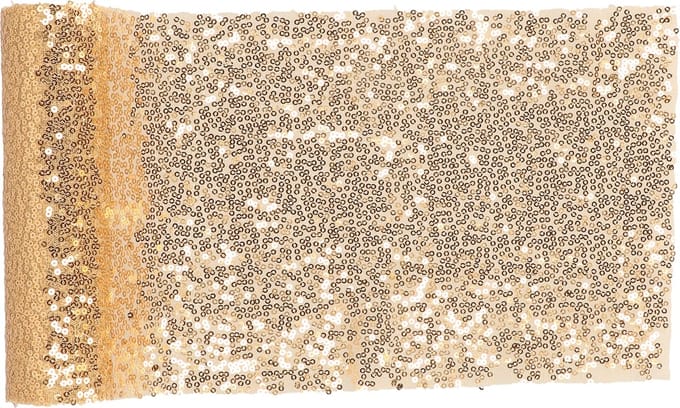 Santex Kerstdiner glitter tafelloper op rol - 2x - goud pailletten - 19 x 300 cm - polyester
