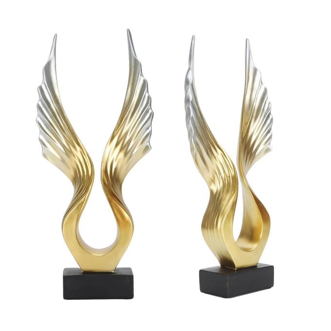 Abstracte Vleugel Sculptuur Modern Innovatief Licht Luxe Hars Abstract Vleugel Beeld voor Huis Wonen goud