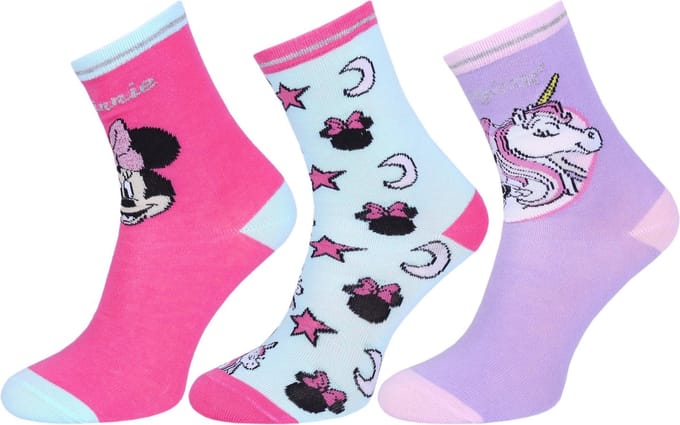 DISNEY Minnie Mouse - 3x Sokken, eenhoorn