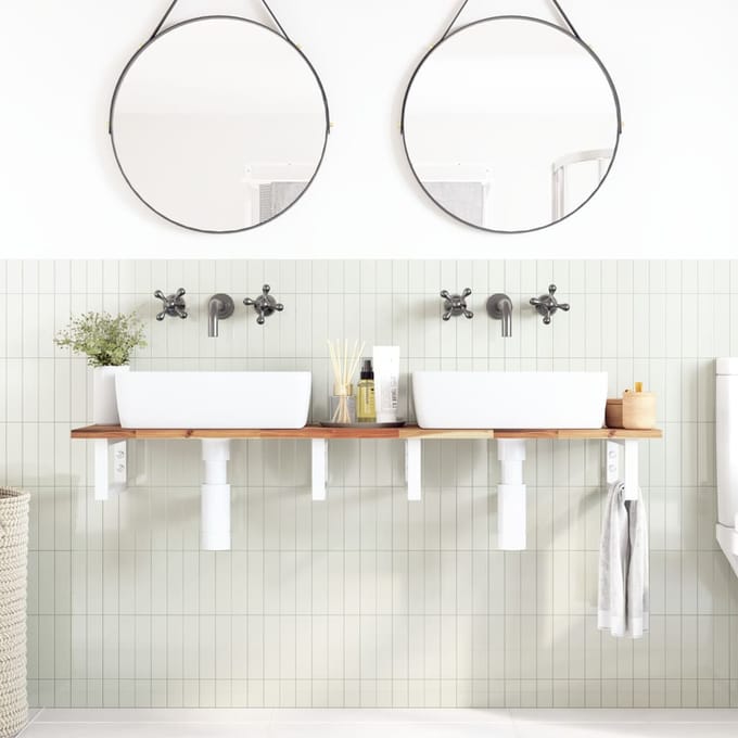 vidaXL - Badkamer - wandschap - staal - en - massief - acaciahout