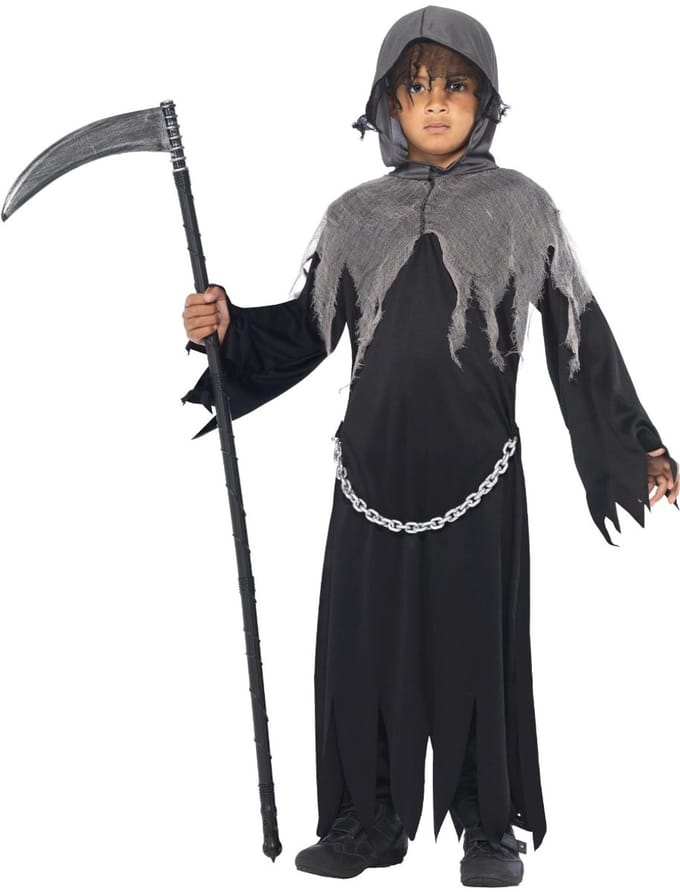 Smiffys - Grim Reaper Kinder Kostuum - Kids tm 14 jaar - Zwart