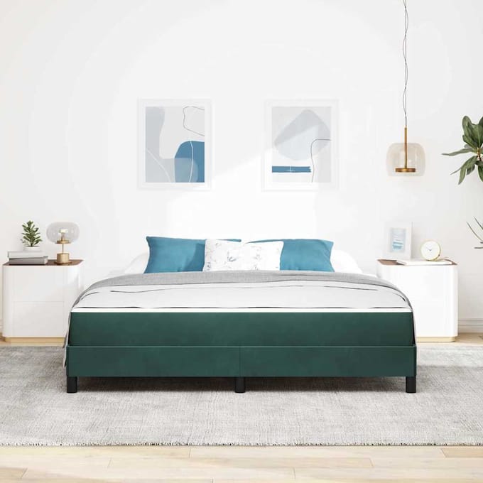 vidaXL - Boxspring - bed - met - matras - Donkergroen - 180 - x - 220 - cm - Stof