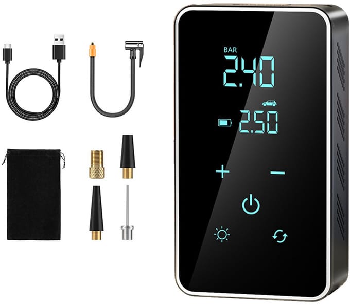 Draagbare Luchtcompressor - 4000 mAh Batterij - 6-in-1 - Touchscreen - Elektrische Fietspomp - Compressor Bandenpomp - Bandenpomp Auto - Ballenpomp - 10L/Min