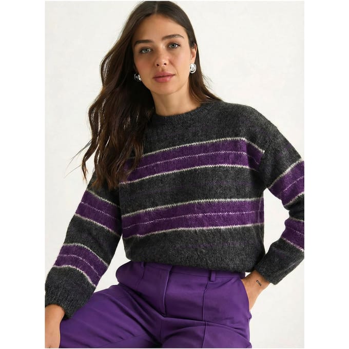 Gestreepte Gebreide Crew Neck Trui