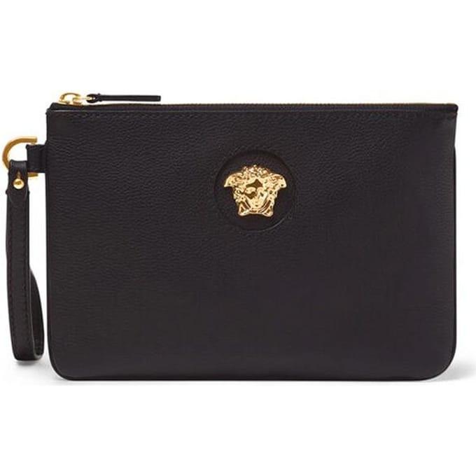 Versace La Medusa Leren Pouch Zwart Dames Pouch 1000743-DVIT3T-1B00V Basic Set (Bag+Dust Bag) black